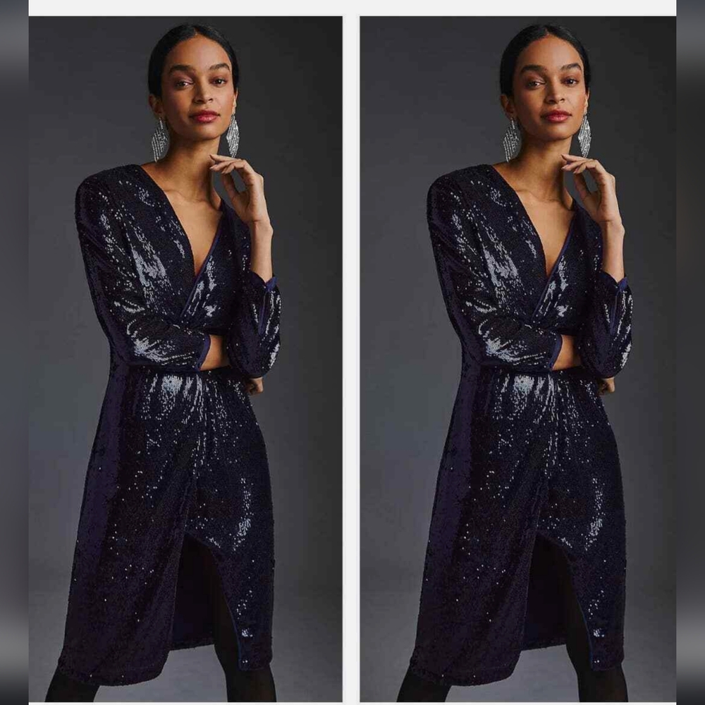 Anthropologie Twist Front Sequin Cocktail Dress